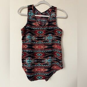 Boho Tribal Print Tank, unbranded, in Red, Black, and Turquoise, size S